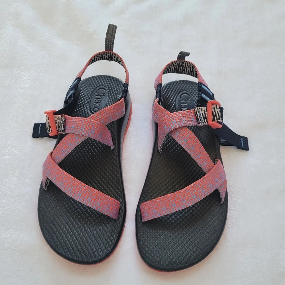 Chaco‎ Z/1 Classic Sandals Kids Size 5 Coral Blue Patterned